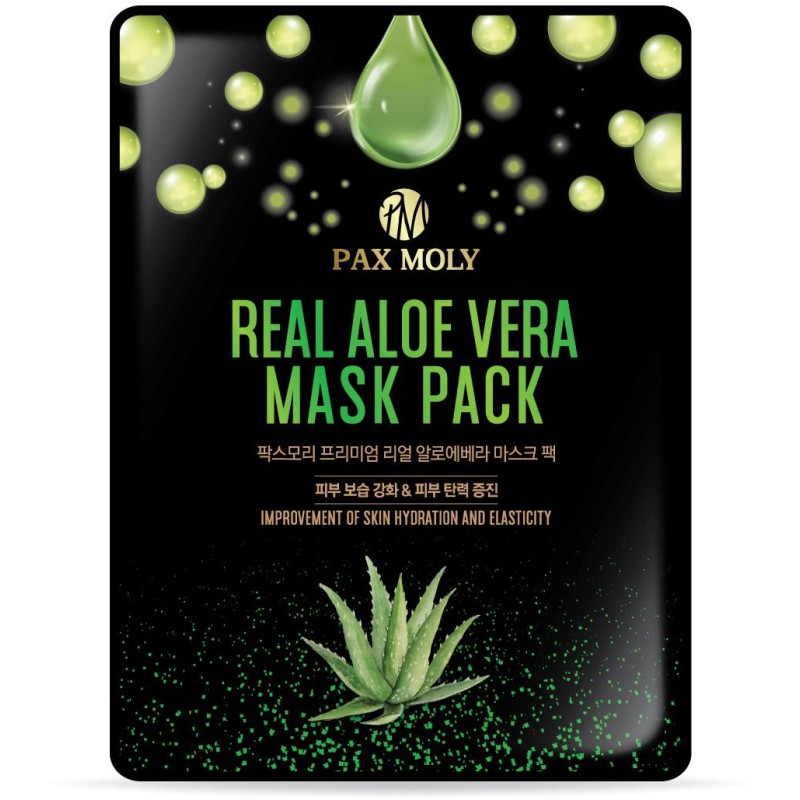 PaxMoly Real Aloe Vera Mask Pack Tonic facial cu aloe și BHA