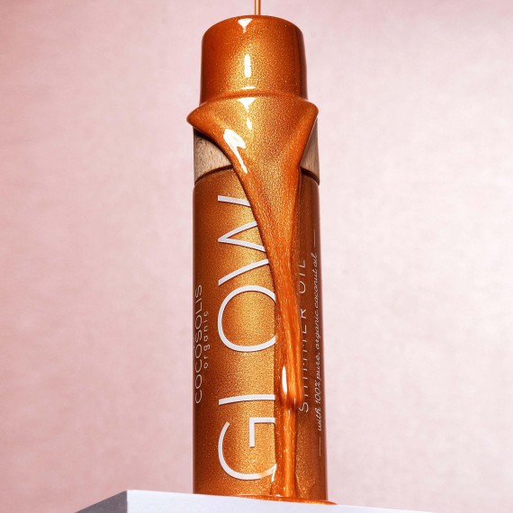Cocosolis Glow Shimmer Oil Természetes fényesítő és hidratáló száraz olaj csillogó részecskékkel