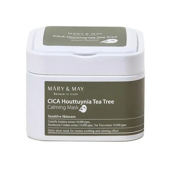 Mary and May Cica Houttuynia Tea Tree Calming Mask arcmaszkok ázsiai centellával, hutiniával és teafával