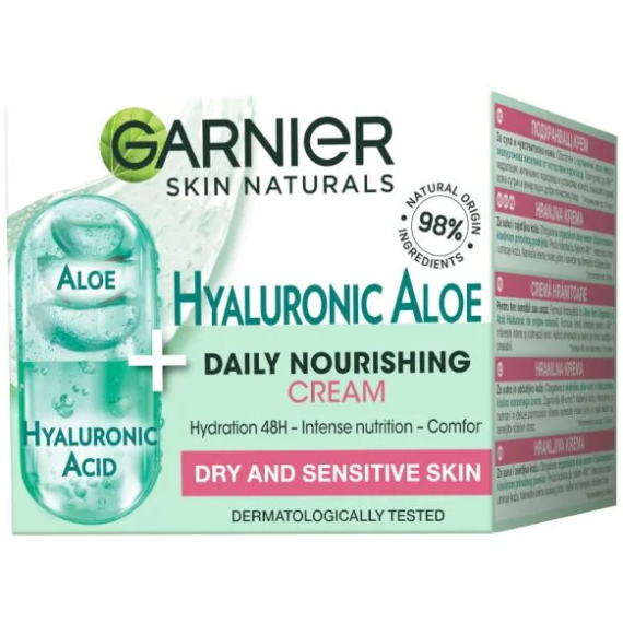 Garnier Skin Naturals Hyaluronic Aloe Tápláló gélkrém érzékeny és száraz bőrre