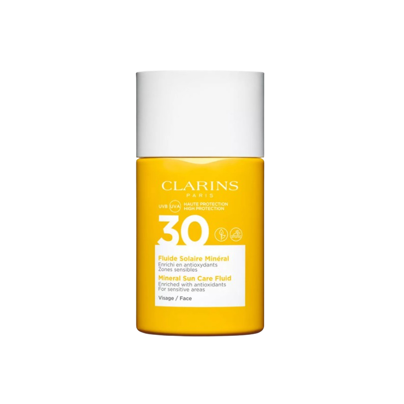 Clarins Mineral Sun Care Fluid SPF30 Napsütés elleni ásványi folyadék az arcbőr védelmére csomagolás nélkül