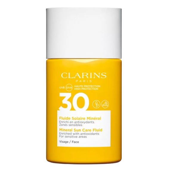 Clarins Mineral Sun Care Fluid SPF30 Napsütés elleni ásványi folyadék az arcbőr védelmére csomagolás nélkül