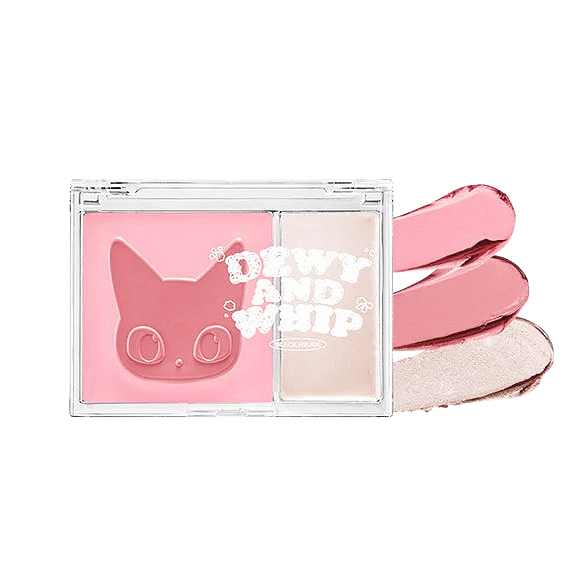 Black Rouge Dewy Whip Cheek And Beam 2 az 1-ben kompakt pirosító és highlighter