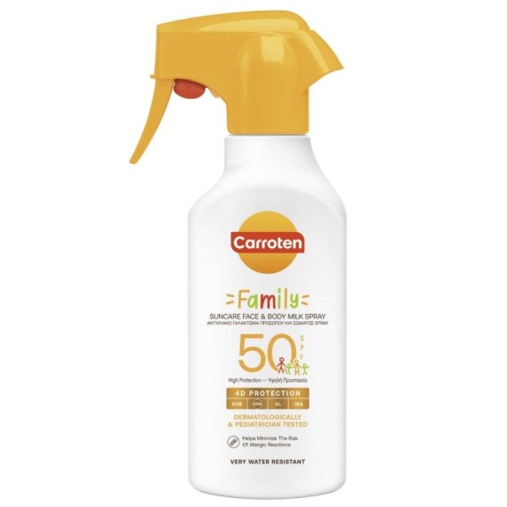 Carroten Family Arc- és testápoló napvédő spray SPF50