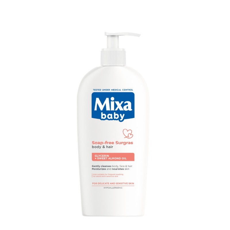 Mixa Baby Soap-Free Surgras Body & Hair gel Baba haj- és testmosó gél