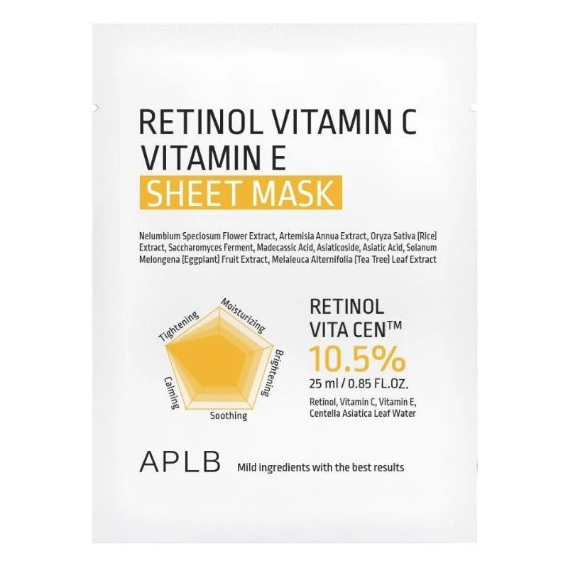 APLB Retinol Vitamin C Vitamin E Sheet Mask Fátyolmaszk arcra