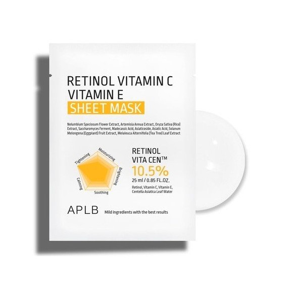 APLB Retinol Vitamin C Vitamin E Sheet Mask Fátyolmaszk arcra