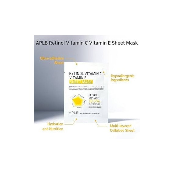 APLB Retinol Vitamin C Vitamin E Sheet Mask Fátyolmaszk arcra