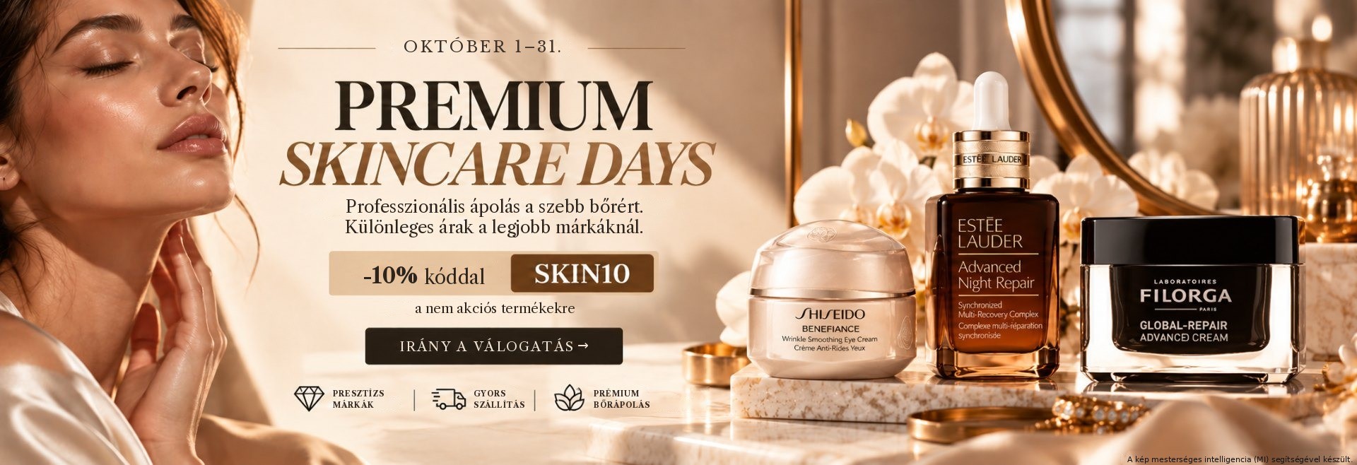 Premium Skincare Days október 1–31. — -10% a SKIN10 kóddal a nem akciós termékekre